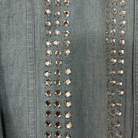 Vintage 80's  Fini Lignarolo Denim and Rhinestone Button Down - Picture 6 of 8